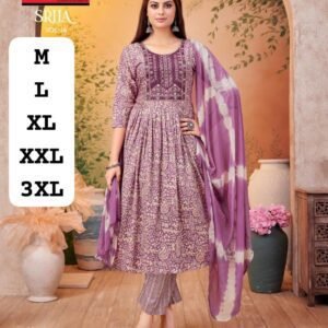 Lavender Printed Rayon Chudi
