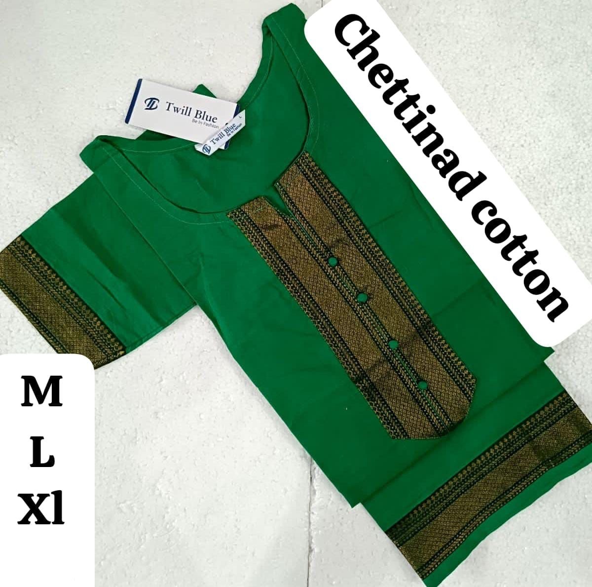 Emerald Green Chettinad Cotton Chudi Tops