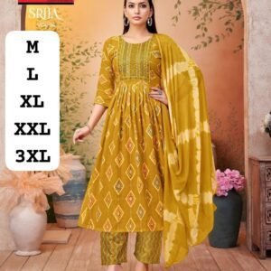 Mustard yellow Rayon Chudi